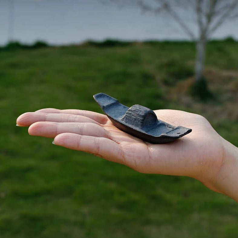 Black Granite Solid Sailboat Statuette